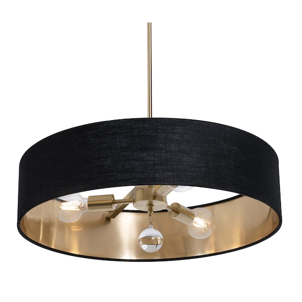 Afx Celine Pendant, 24'', Satin Brass Finish, Black/Gold Shade CLNP24MBSB-BKGD - main